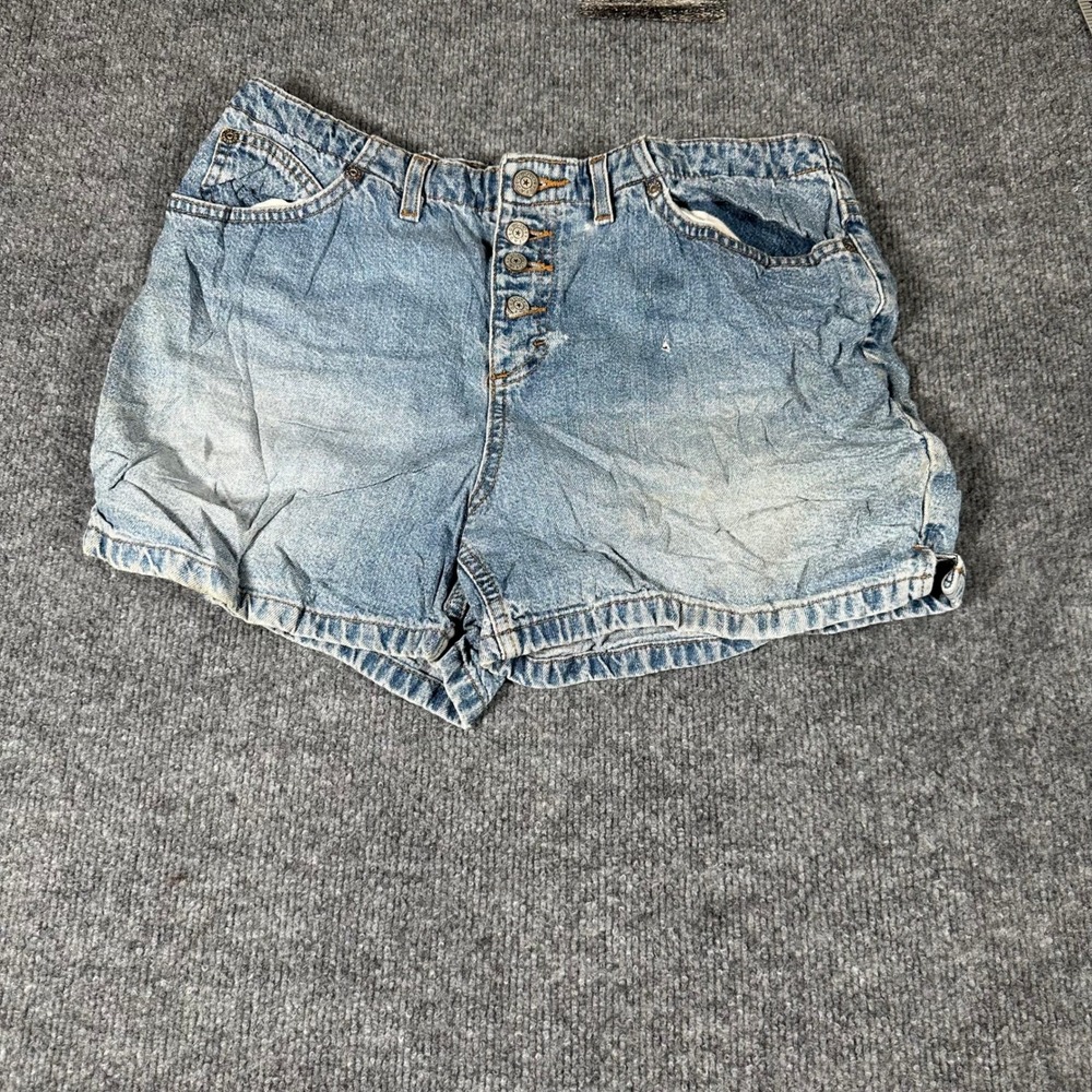 Faded Glory Denim Shorts Womens Size 8 Blue Button Fly Cotton Faded Casual Y2K